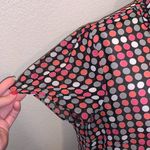 East 5th  black polka dot ruffle front button down blouse Photo 3