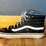 Vans sk8-Hi Black Leather and White High-Top Sneakers mens 7/womens 8.5 Photo 2