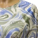 Hurley  Swim Shirt Marble Swirl Print Long Sleeve Ruched Drawstring Side Womens L Photo 2
