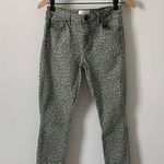 Parker Smith  Animal Print Skinny Jeans Mid Rise Button Zipper Closure Green Blue Photo 0