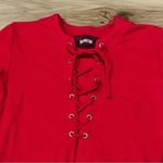 Reformation Caroline Lace Up Knit Red T-Shirt Mini Dress Women’s Small Photo 4