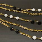 St. John Vintage Black/White Beaded Multi Strand Layered Gold tone Chain Necklace Photo 7