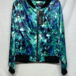 Allegra K  Blue and Green Bomber Jacket Photo 0