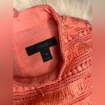 J.Crew Sheath Dress Coral Pink Fringe Corchet Lined Mock Neck Sleeveless sz 4 Photo 4