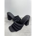 Open Edit  Sandals Size 6.5‎ Black Open Toe Block Heel Fabric Upper Photo 4