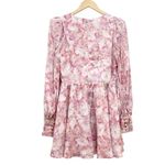 Bardot NWT Zelina Long Sleeve Mini Dress Corset Bodice Pink Floral Size 4 NEW Photo 2