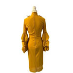 CQbyCQ UNIQUE FEATHER mustard plume LONG PUFFY SLEEVES SIZE SMALL Yellow Photo 8