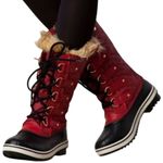 Sorel  Tofino Snow Boots WATERPROOF Lace Faux Fur Mid Calf Coated Canvas Chili 9 Photo 0