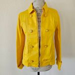 Tory Burch  Yellow Denim Rain Pea Coat Jacket Waxed Cotton sz 6 Photo 1