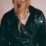 Urban Outfitters NWT BDG Pattie Black Faux Leather Moto Jacket Red Interior Photo 2