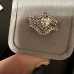 Elegant Teardrop Ring, pink stone bracelet, square ring set Silver Photo 8