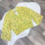 FOR THE REPUBLIC Floral Bell Sleeve Surplice Blouse Yellow Large Photo 11