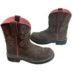 Ariat  Fatbaby Cowboy Boots Women Sz 8.5 B Brown Leather Pink Trim #10010809 Photo 0