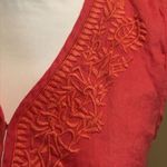 Elie Tahari Elite Tahari size Large‎ island hibiscus tank top v-neck 100% linen embroidered Photo 5