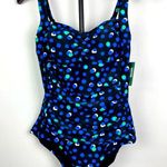Seekers Australia Black‎ Shaping Blue Green Polka Dot One Piece Bathing Suit Black Size 12 Photo 0