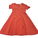 London Times  Womens Size 4 Orange Pink V Neck Short Sleeve Fit Flare Mini Photo 0