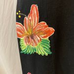 Mexico Handpainted Black Floral Ruffle One Shoulder Asymmetrical Hem Midi Dress Photo 3