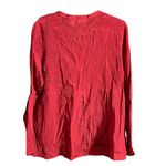 J.Jill Woman's Red Button Down Casual Vneck Blouse Size Large Photo 3