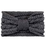 Dark Gray Vegan Chunky Knit Bow Headband Ear Warmer Photo 1
