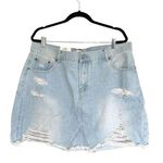 Umgee NWT  Distressed High Waisted Denim Skirt Light Wash SZ-1XL Photo 0
