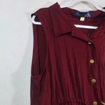 Blue Rain  Anorak Vest Crochet Back Panel Pockets Button Burgundy Red Tan Size L Photo 2
