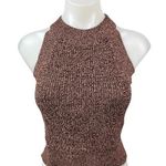 Aritzia Wilfred Brown Mock Neck Sleeveless Knitted Crop Sweater Tank Top Size XS Photo 0