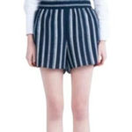 Waverly Grey‎ Navy Blue And White Striped Elastic Waist Violet Shorts Size L Size L Photo 0