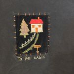 VTG 90s Y2K Onque Black Full Zip Jacket Embroidered Cabin & Fall Leaves Sz Large Photo 6