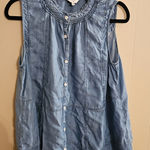 Crown & Ivy  0X Denim Button Down Blouse Photo 0