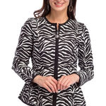TRIMDIN Serengeti Collection Reversible Zebra Peplum Blazer Black White Zip XS Photo 0