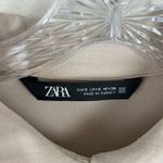 ZARA  Belted Shirt Dress Size Small Tan Short Dolman Sleeve Ruched Side Waist Photo 2