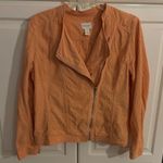 Chico's Orange Textured Zip Front Jacket Women Size 1 Photo 0