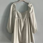 Gianni Bini NWT Kennedy Green Gingham Long Sleeve Sweetheart Neck Babydoll Dress Photo 3