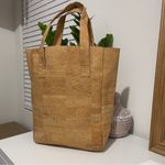 TIRADIA CORK farmers market tote bag shoulder work travel free people Tan Photo 1