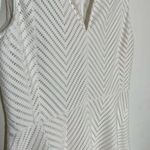 Tory Burch  Sz L White Chevron Mesh Fit and Flare Dress Sleeveless Photo 3