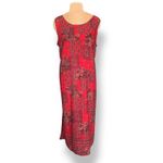 Vintage 1990s Red Paisley Patchwork Maxi Dress Plus Size Boho Hippie Festival Pink Photo 2