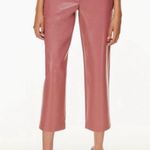 Aritzia Babaton Pink Vegan Faux Leather High Rise Command Cropped Pants Sz 4 Photo 0
