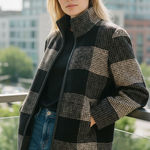 Pendleton NWT PendletonTan Plaid Wool Blend Zip Up Walker Jacket L Stand Collar Wool Photo 0