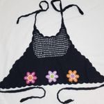 Vintage Jalate “Ruthie” Black Crochet Halter Top – Y2K Flower Power Sz Small Photo 1