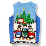 Daisy Kingdom Vest Holiday Christmas Winter Teacher Penguins North Pole Festive Blue Size L Photo 1