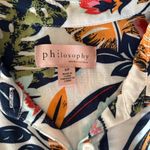 Philosophy  Multicolor Tropical Floral Button Up Cropped Blouse with Raw Edges S Photo 2