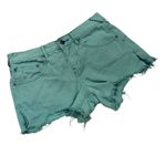 Free People Teal Cotton Frayed Hem Jean Shorts, Sz 25 Photo 2