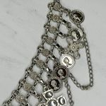 Rhinestone Cross and Coin Charm Silver Tone Metal Chain Link Belt OS One Size Photo 7