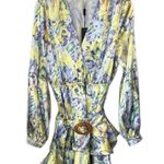 Beulah Floral Long Sleeve Tiered Mini Dresss Size M In Yellow And Purple Photo 1