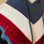 Sandro  Paris Hooded Sweatshirt With Velvet Insert In Blue Size Small Photo 3