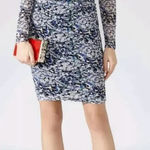 Reiss  Fox Mesh Lace Crochet Bodycon Dress Blue Tropic Print Size US‎ 6 Photo 0