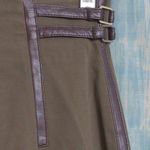 Sportmax Womens Pencil Skirt Olive Green Brown Knee Length Faux Leather Trim 8 Photo 1