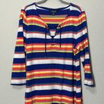 Ralph Lauren  Womens Blue Striped 3/4 Sleeve Tea-Length Shift Dress Plus XXL Photo 12
