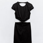 ZARA NWT black Jewel Bow Cut Out mini Dress size L Photo 3