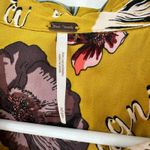 Free People Size XS Blouse Yellow Floral Button Up Pleated High Low Loose Photo 4